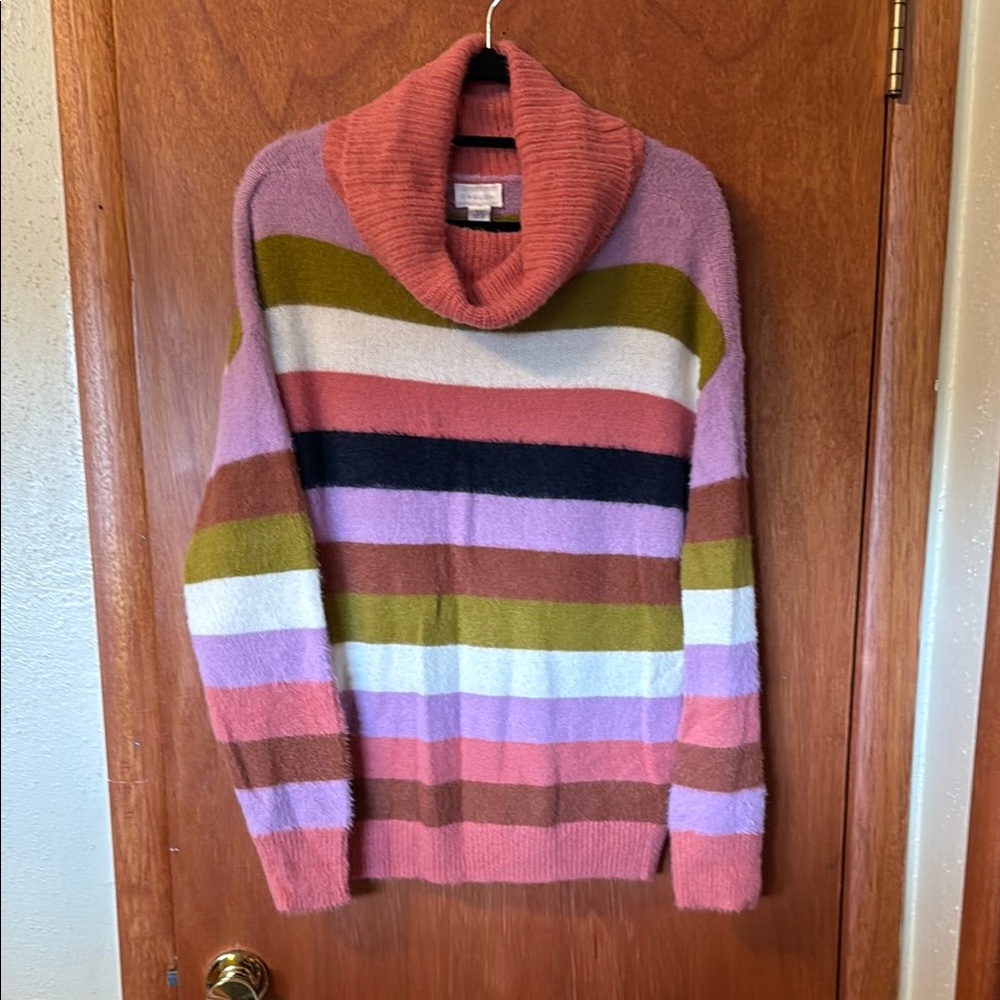 Caslon Pink and Orange Cowl Neck Sweater